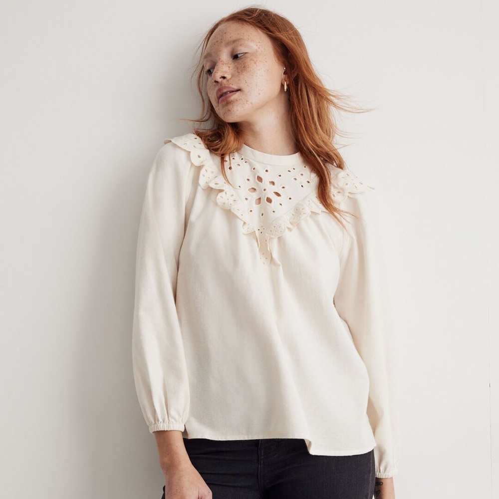 Madewell Embroidered Flannel Top Sz XXS